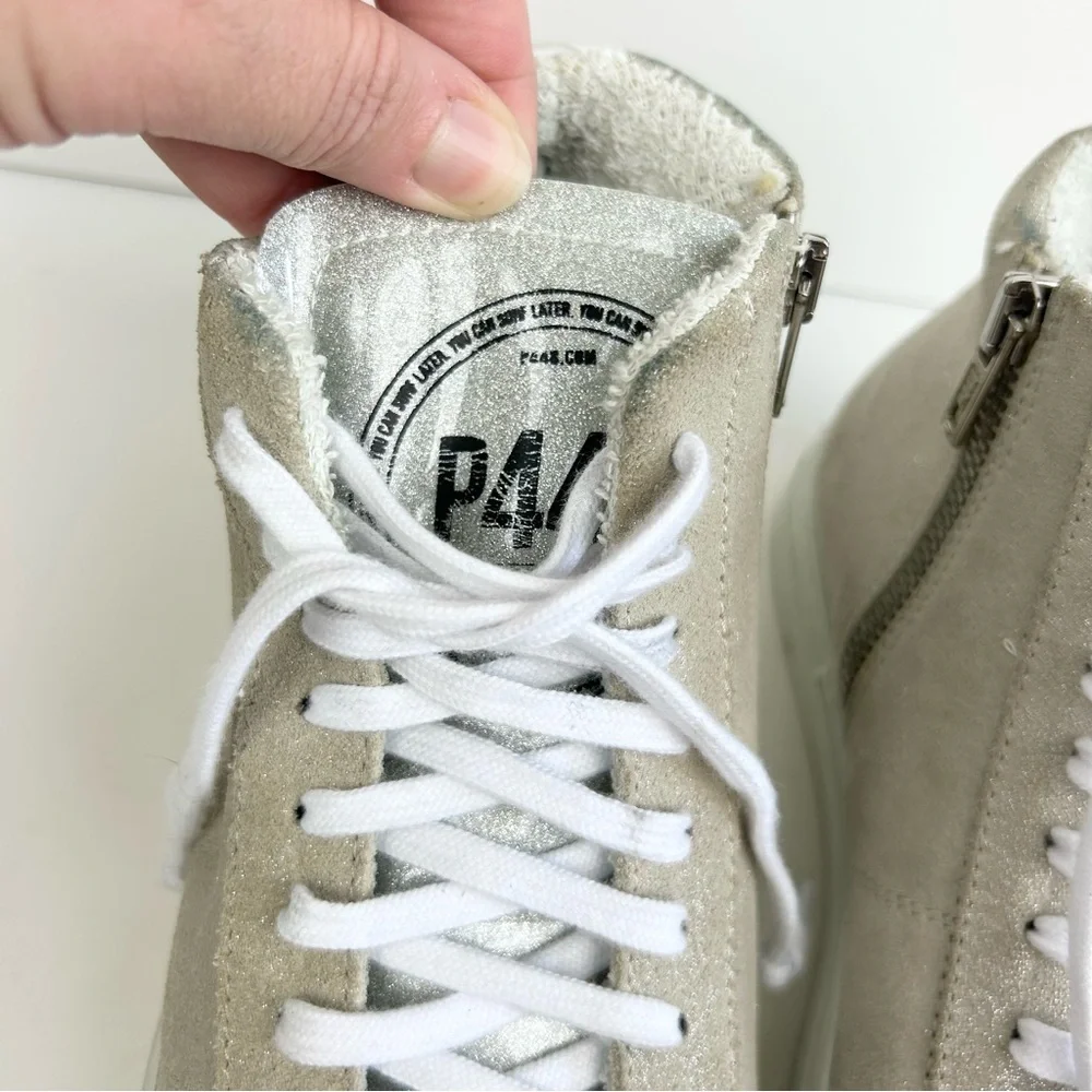 P448 High Top Sneakers Shimmery Gold Leather Size 37 / 7US Made in Italy